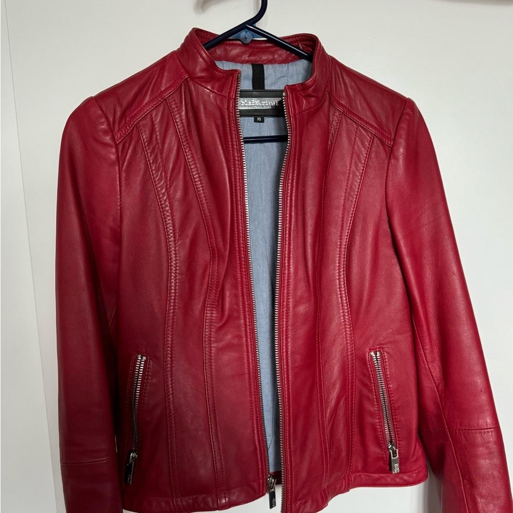 100% Leather red Jacket Size XS
